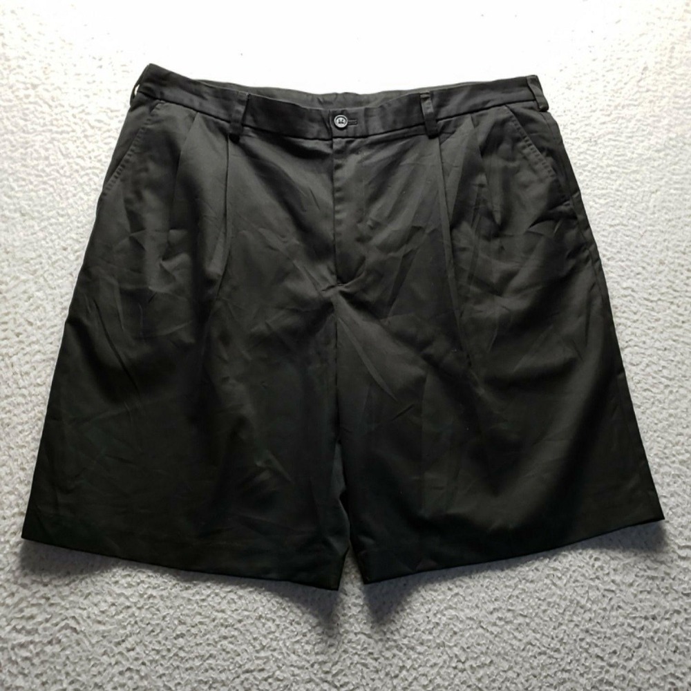 IZOD Golf Shorts Mens 40 Black Polyester Twill 10 Inseam Pockets Performance
